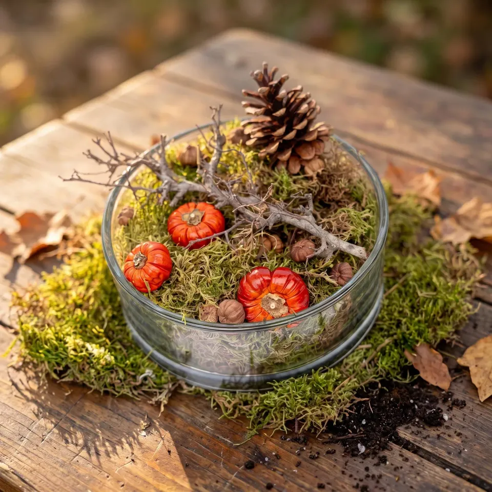 Urbanjungl Herfstschaal Medium glas pompoentjes Ø 20 cm