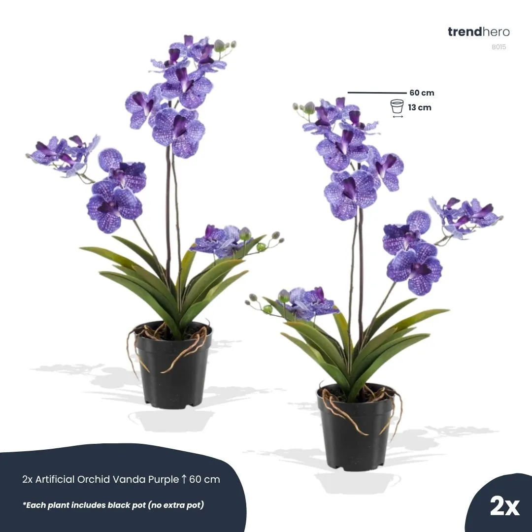 Urbanjungl Vanda kunstplant paars bundelset 2 stuks