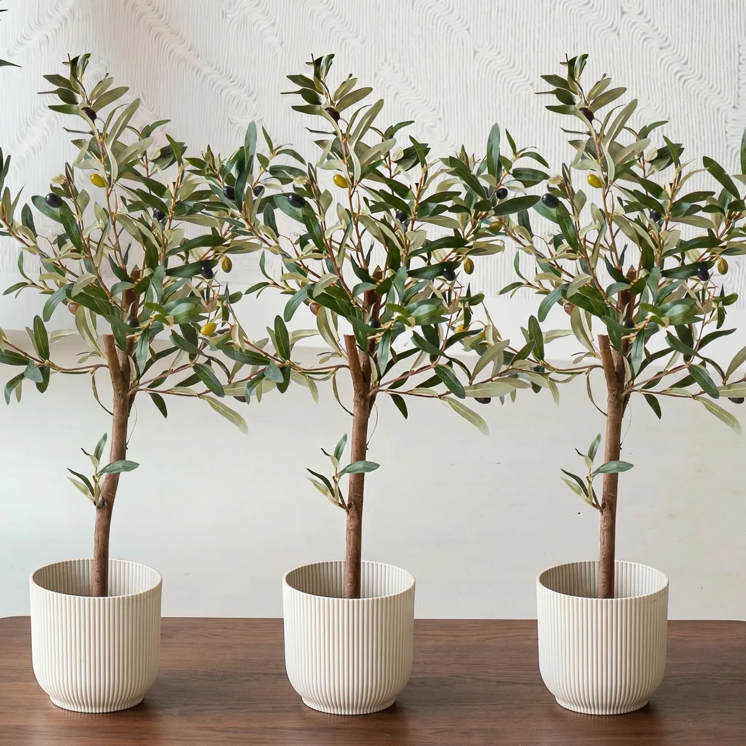 Urbanjungl Mini olijfboom kunstplant set van 3 65 cm