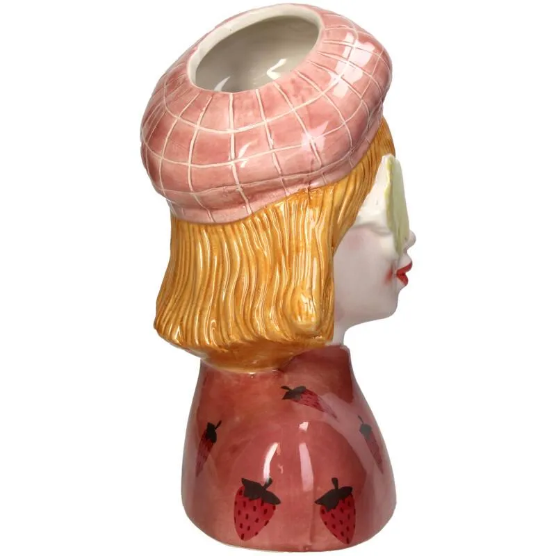 Urbanjungl Vaas Meisje aardbei roze aardewerk 24 cm