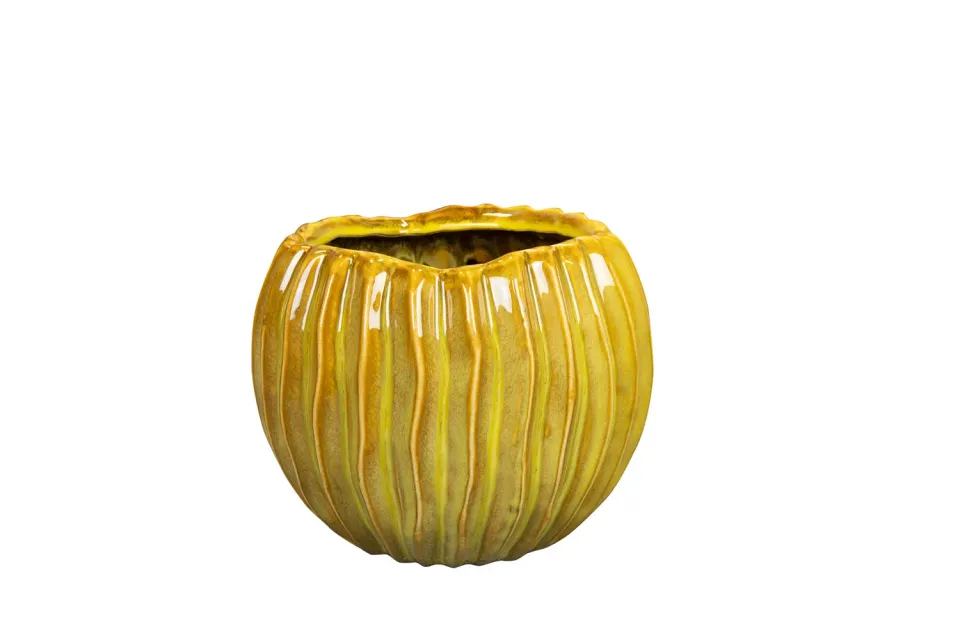 Tuincentrum Heerdink Sanah bloempot mosterd D17 keramiek