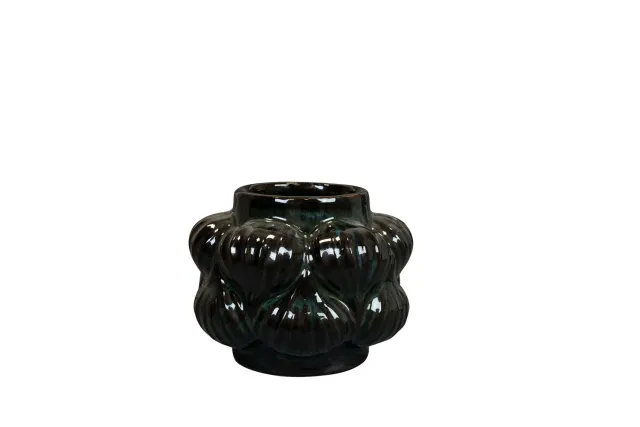 Sanah Petrol Bloempot Keramiek D14 H11 Handgemaakt