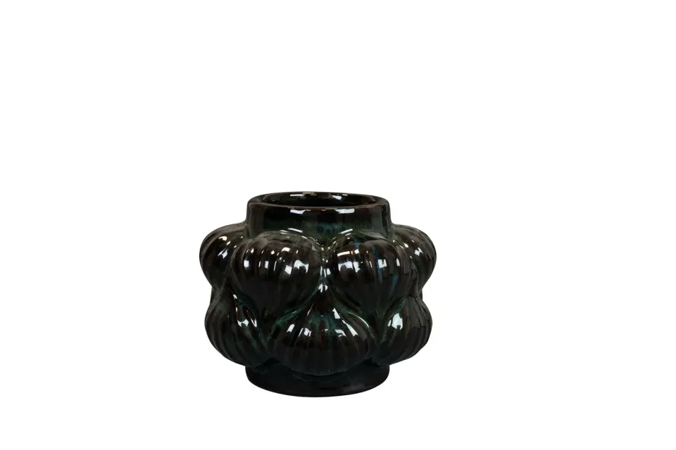 Sanah Petrol Bloempot Keramiek D14 H11 Handgemaakt