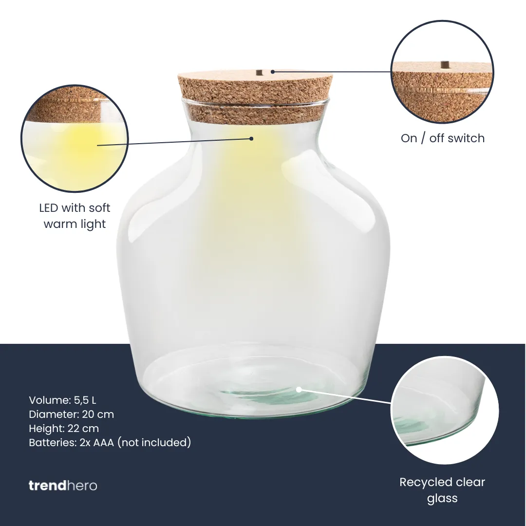Urbanjungl Little Joe terrarium fles met LED-kurk 5,5 L