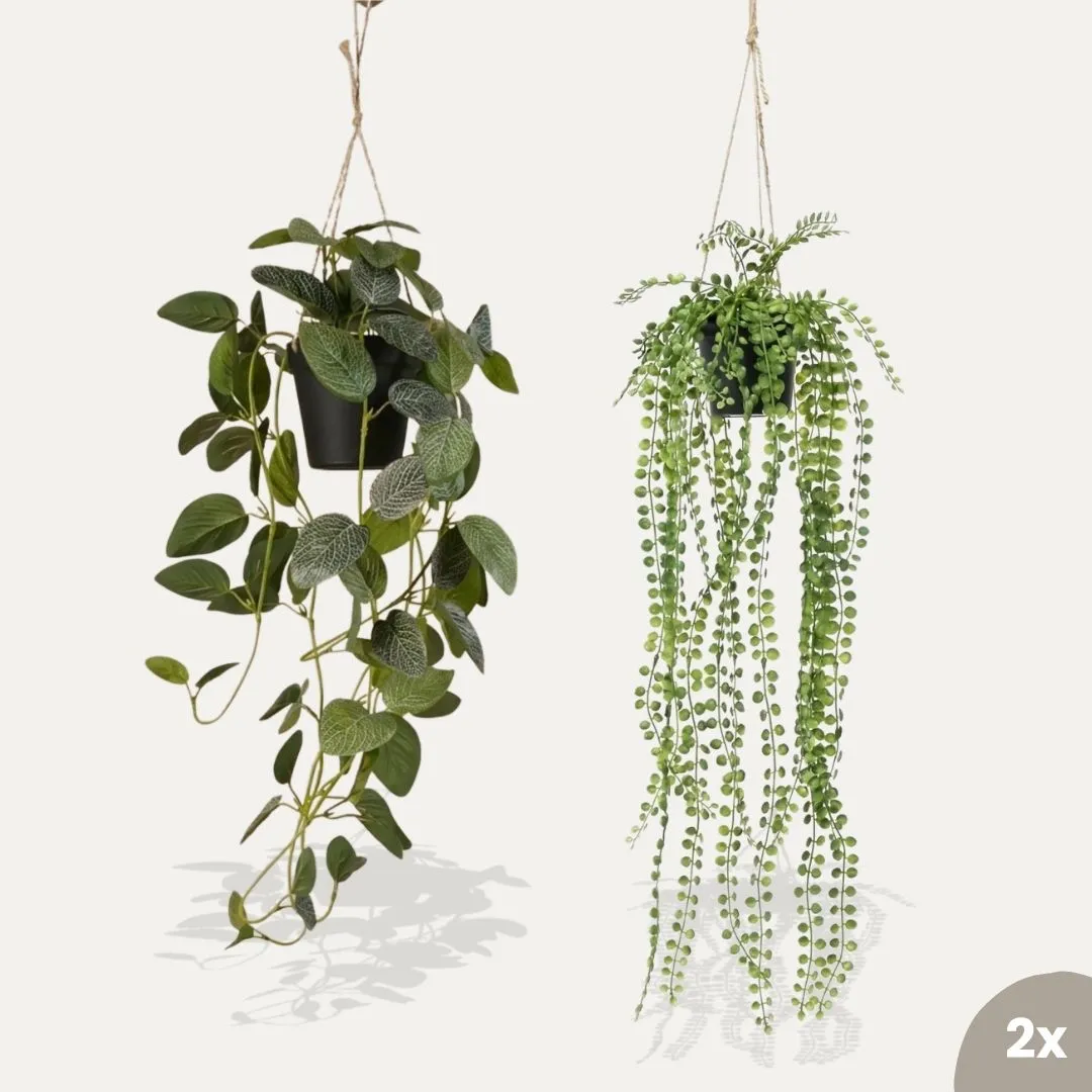 Urbanjungl hangplanten kunst 2 stuks pot met touw