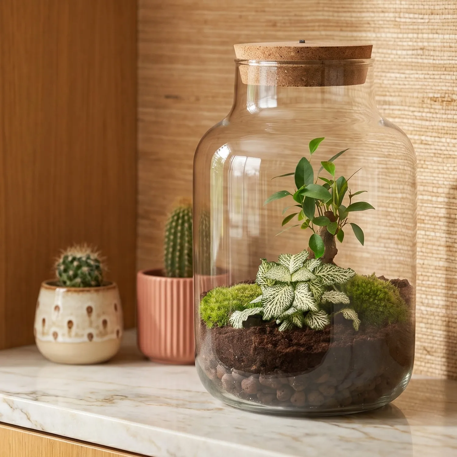 Urbanjungl Little Milky plantenterrarium DIY kit met licht 17 cm