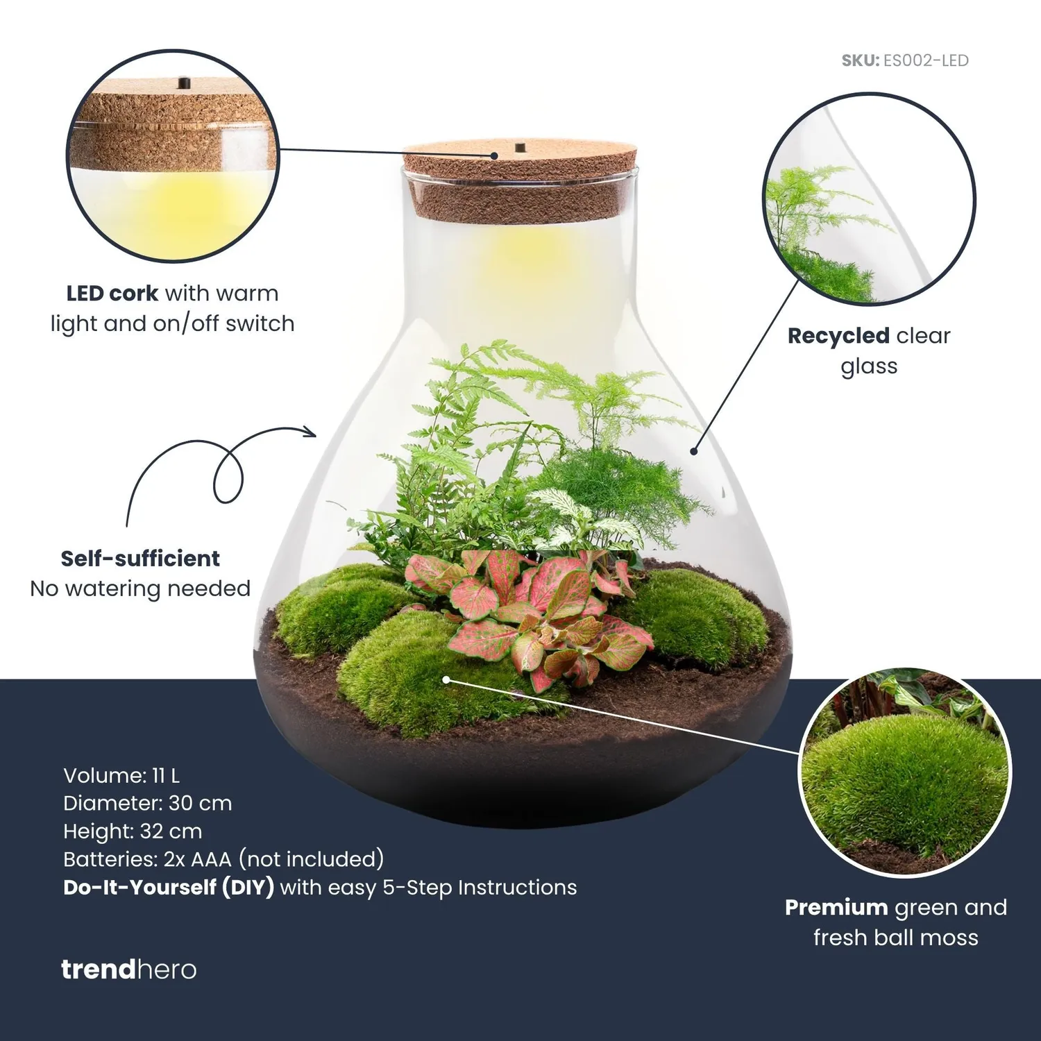 Urbanjungl Sam XL Red planten terrarium met licht