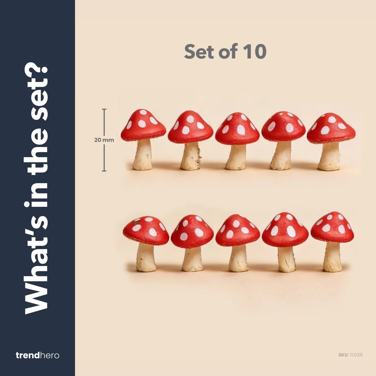 Urbanjungl Paddenpad mini paddenstoelen rood 10 stuks 2 cm