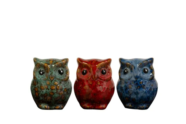 TS Collection Owl Krat Uil Decoratie Keramiek 3 Assorti D49