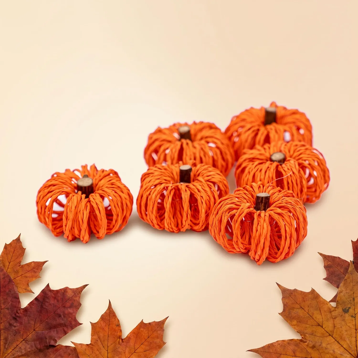 Urbanjungl Deco pompoenen oranje Ø 4 cm 6 stuks