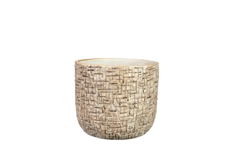 TS Collection Maxim bloempot shiny sand D18 H15 cement