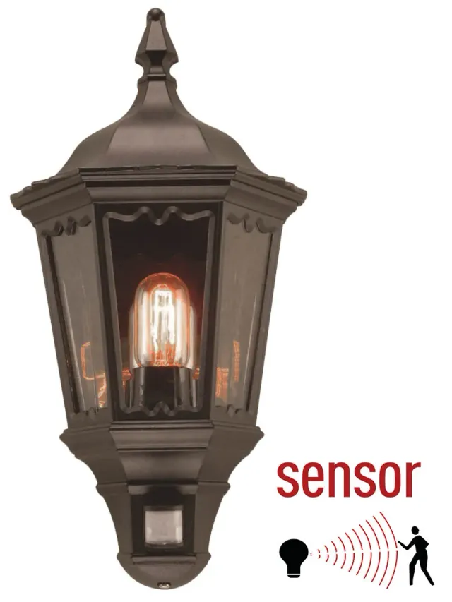 Cartella 2 gevelwandlamp zwart E27 met sensor