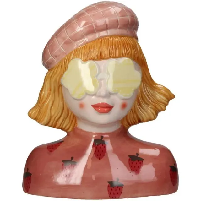 Urbanjungl Vaas Meisje aardbei roze aardewerk 24 cm