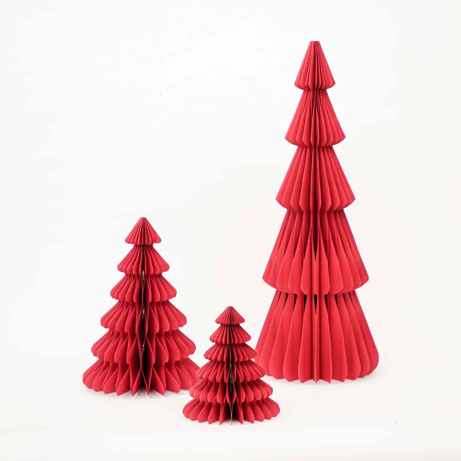 Urbanjungl papieren boom rood kerstset 3 stuks vouwbaar