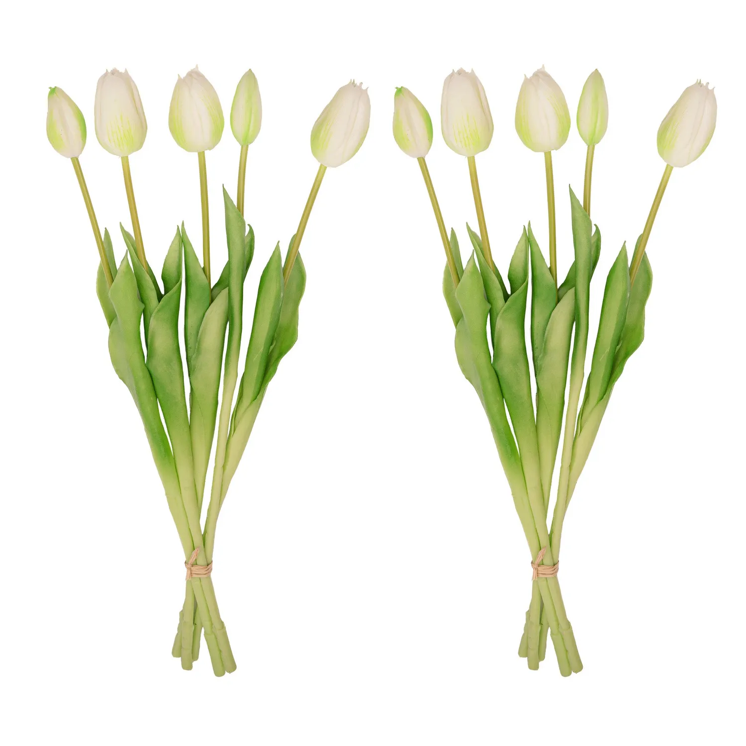 Urbanjungl Real Touch tulpen 10 stuks wit-groen 42 cm