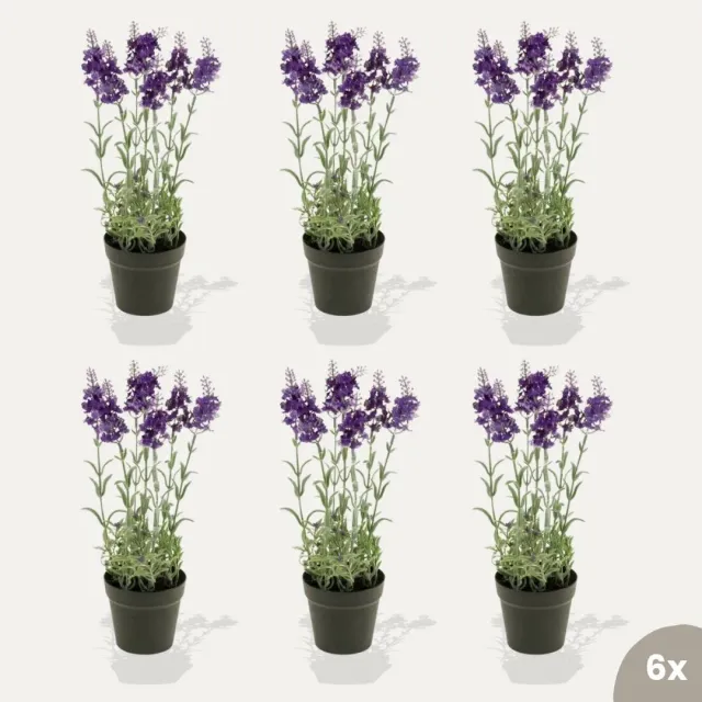 Urbanjungl Lavendel kunstplanten 6 stuks paars onderhoudsvrij