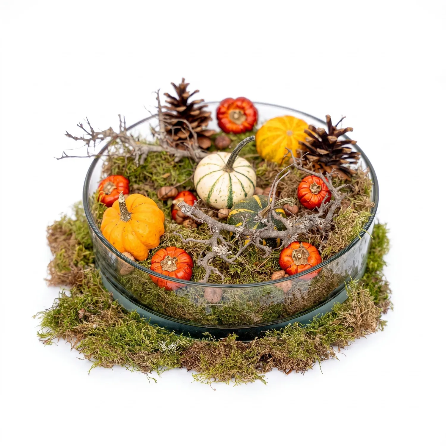 Urbanjungl Herfstschaal Glas 29 cm Herfstdecoratie met Pompoen