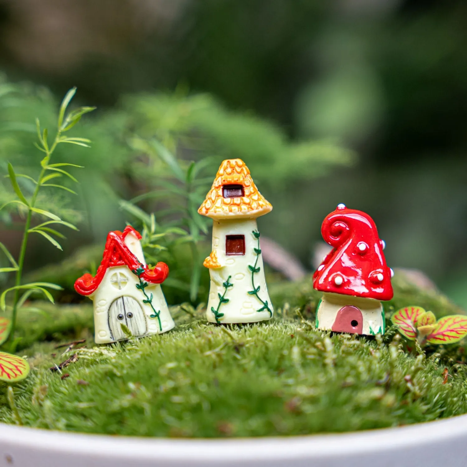 Urbanjungl Feeëndorp miniatuur huisjes 3 stuks 3 cm