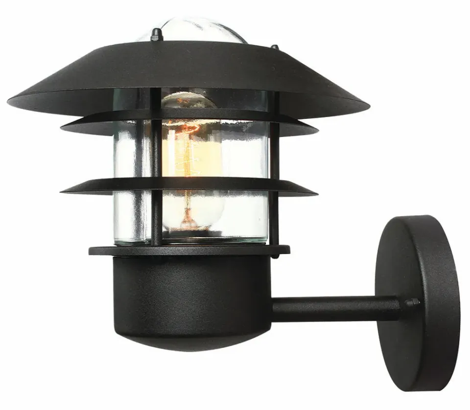 Helsingor gevel wandlamp E27 zwart rvs buitenlamp