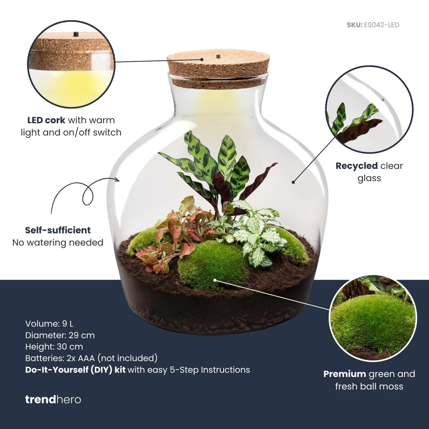 Urbanjungl Fat Joe Red terrarium DIY kit Ø 29 cm met licht