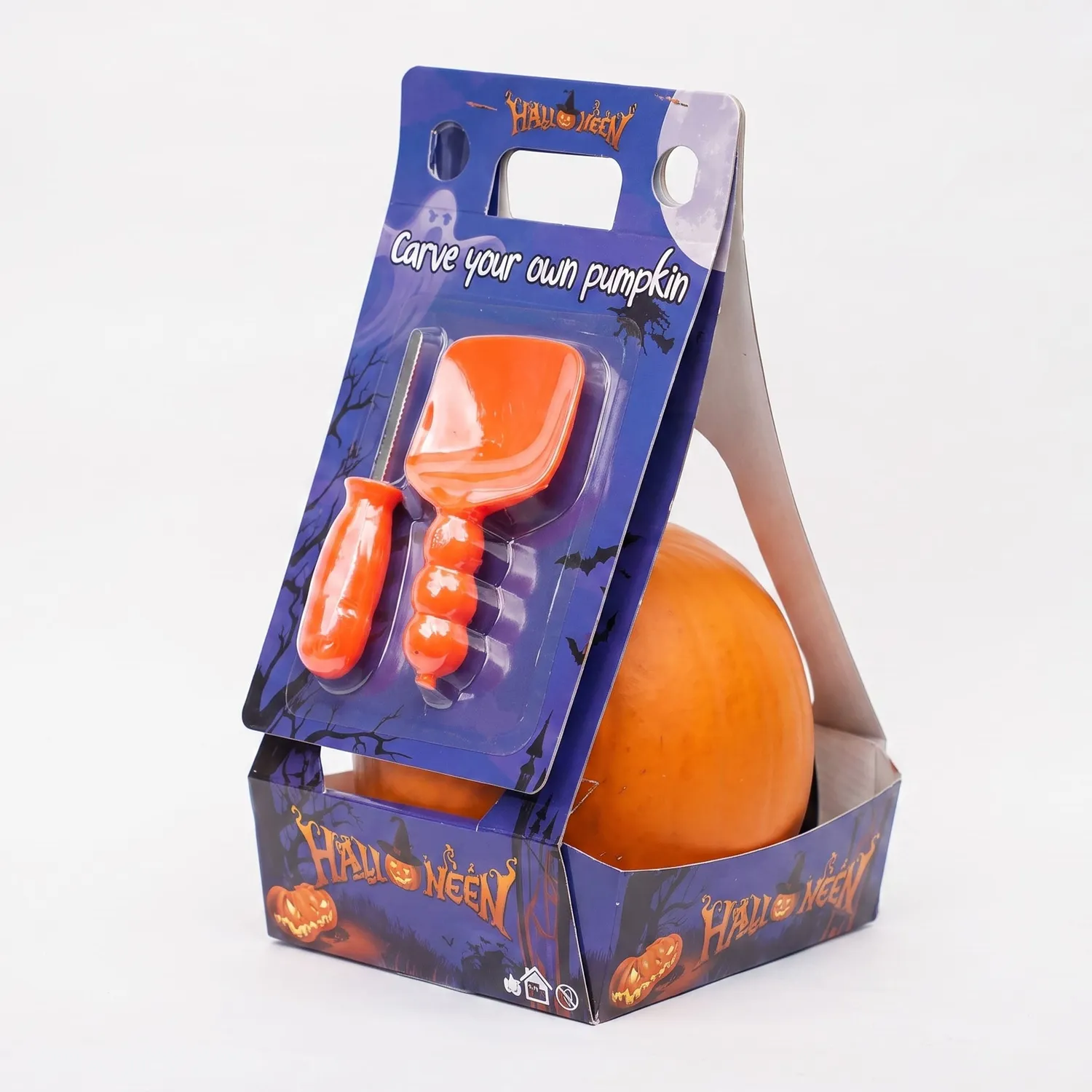 Urbanjungl Halloween Pompoen Snijset echte pompoen 15 cm