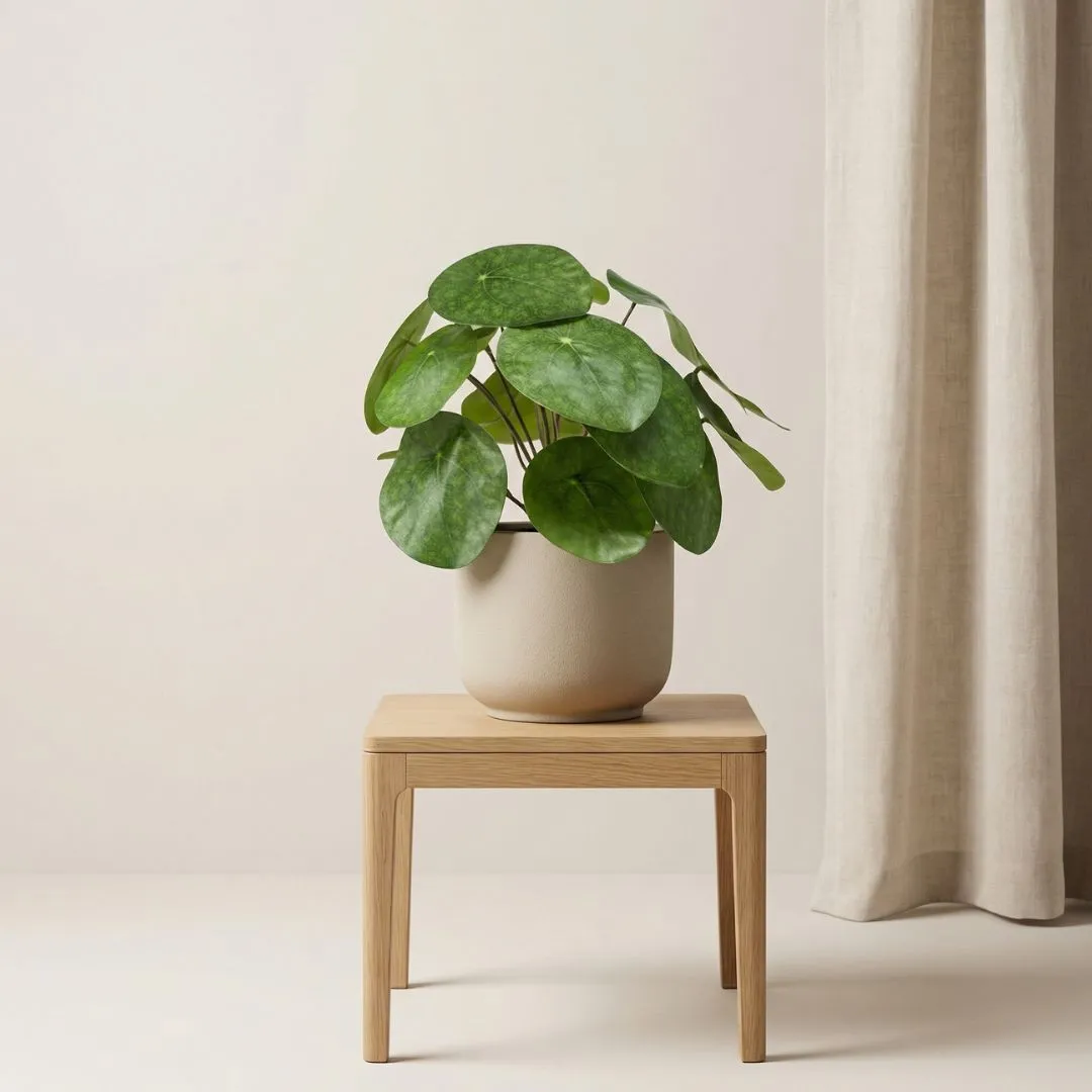 Urbanjungl Pilea Bush 25 cm kunstplant zwarte pot onderhoudsvrij