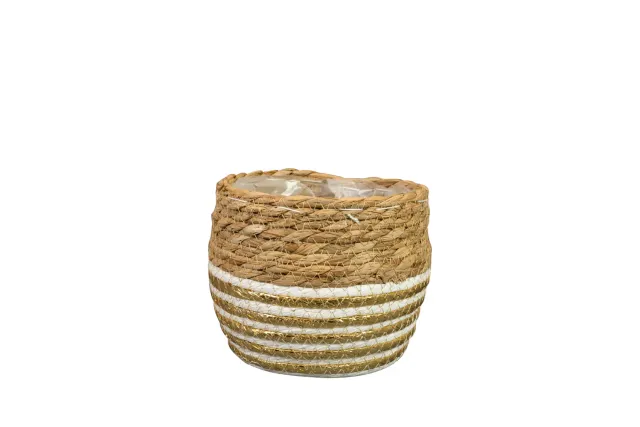 Dorien plantenmand zeegras goud naturel D17 H14