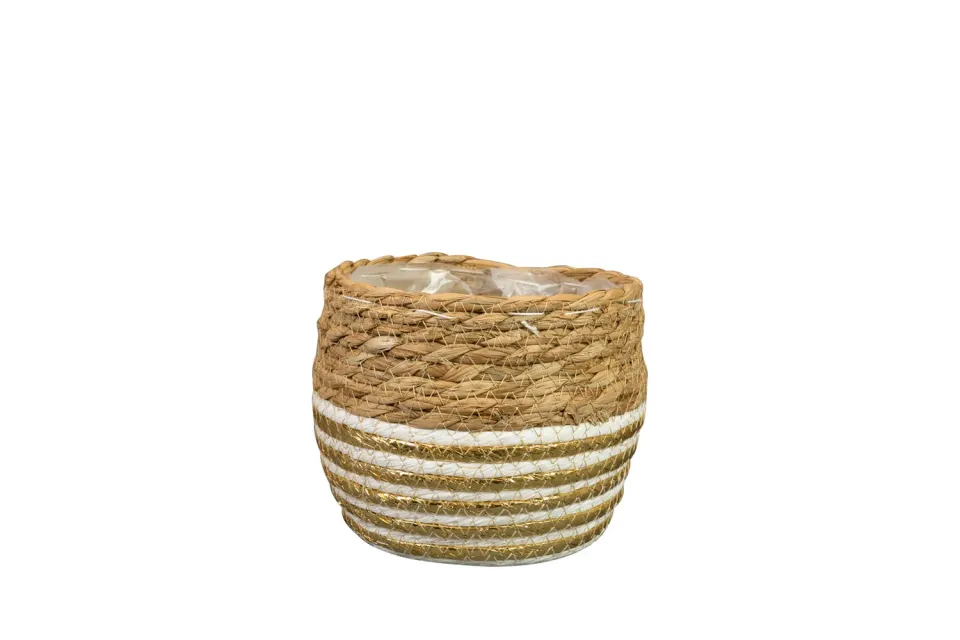 Dorien plantenmand zeegras goud naturel D17 H14