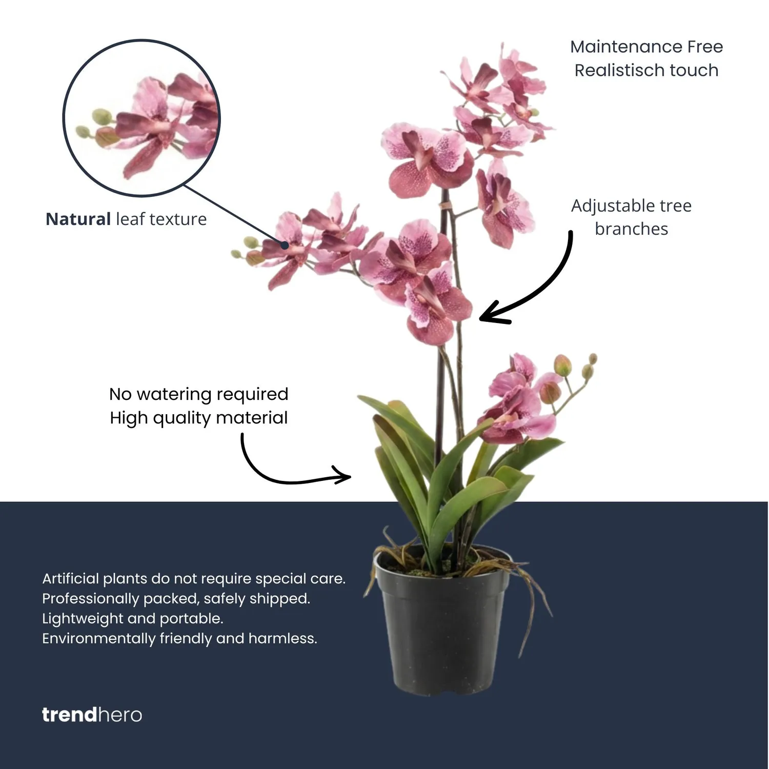 Urbanjungl Vanda orchidee kunstplant oudroze 60 cm pot