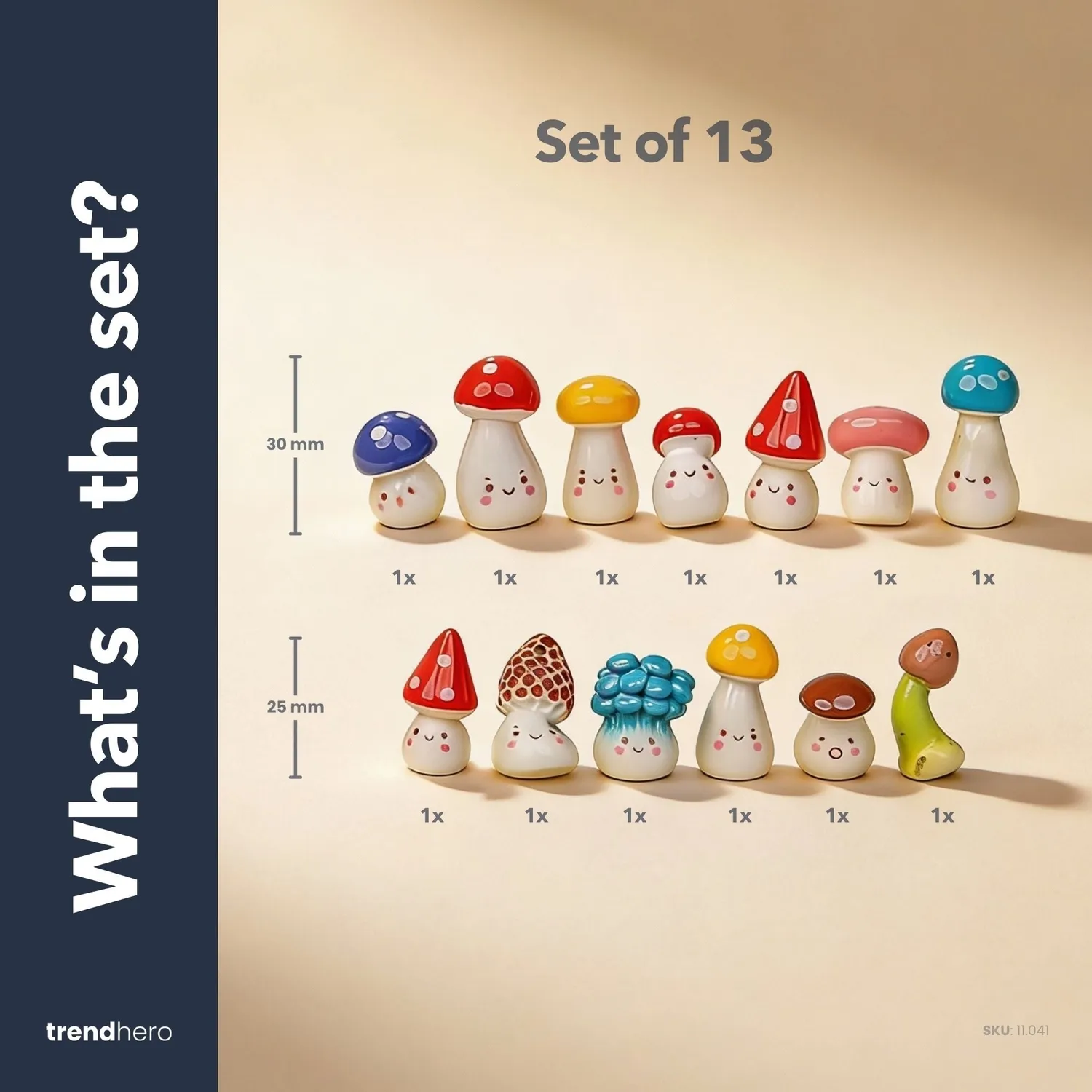 Urbanjungl Zwammenfeest paddenstoel figuurtjes 13 stuks 2 cm