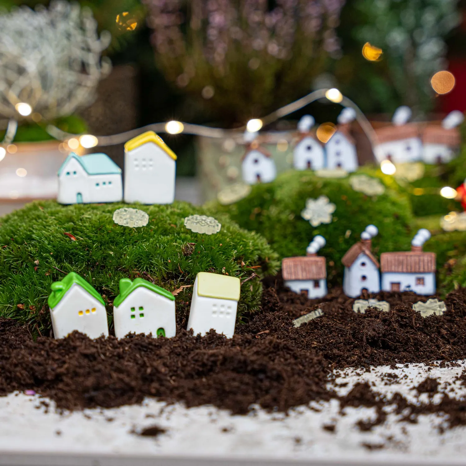Urbanjungl Winterville miniatuurdorp 8 stuks 1-3 cm wit
