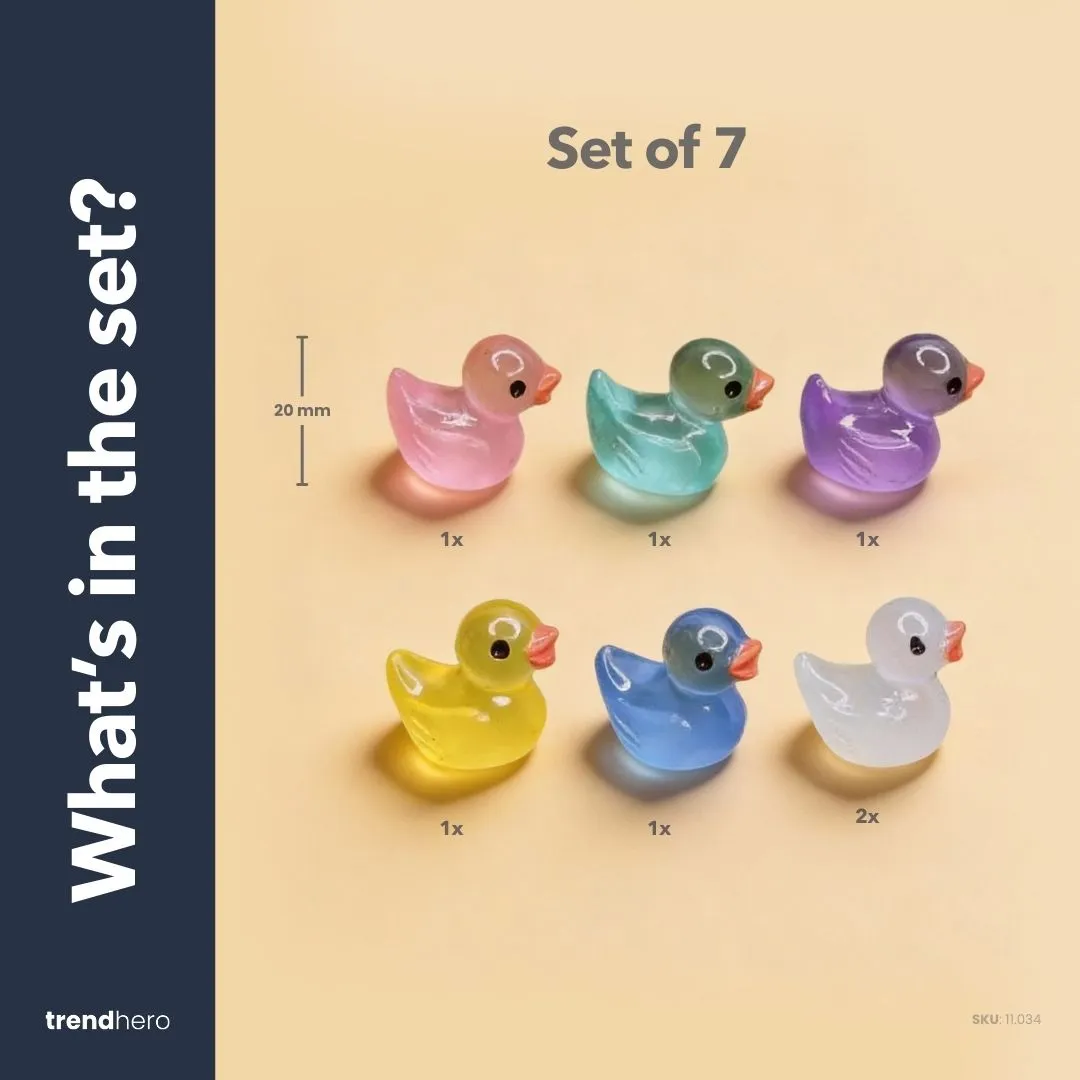 Urbanjungl Glow in the dark ducks mini 2 cm 7 stuks