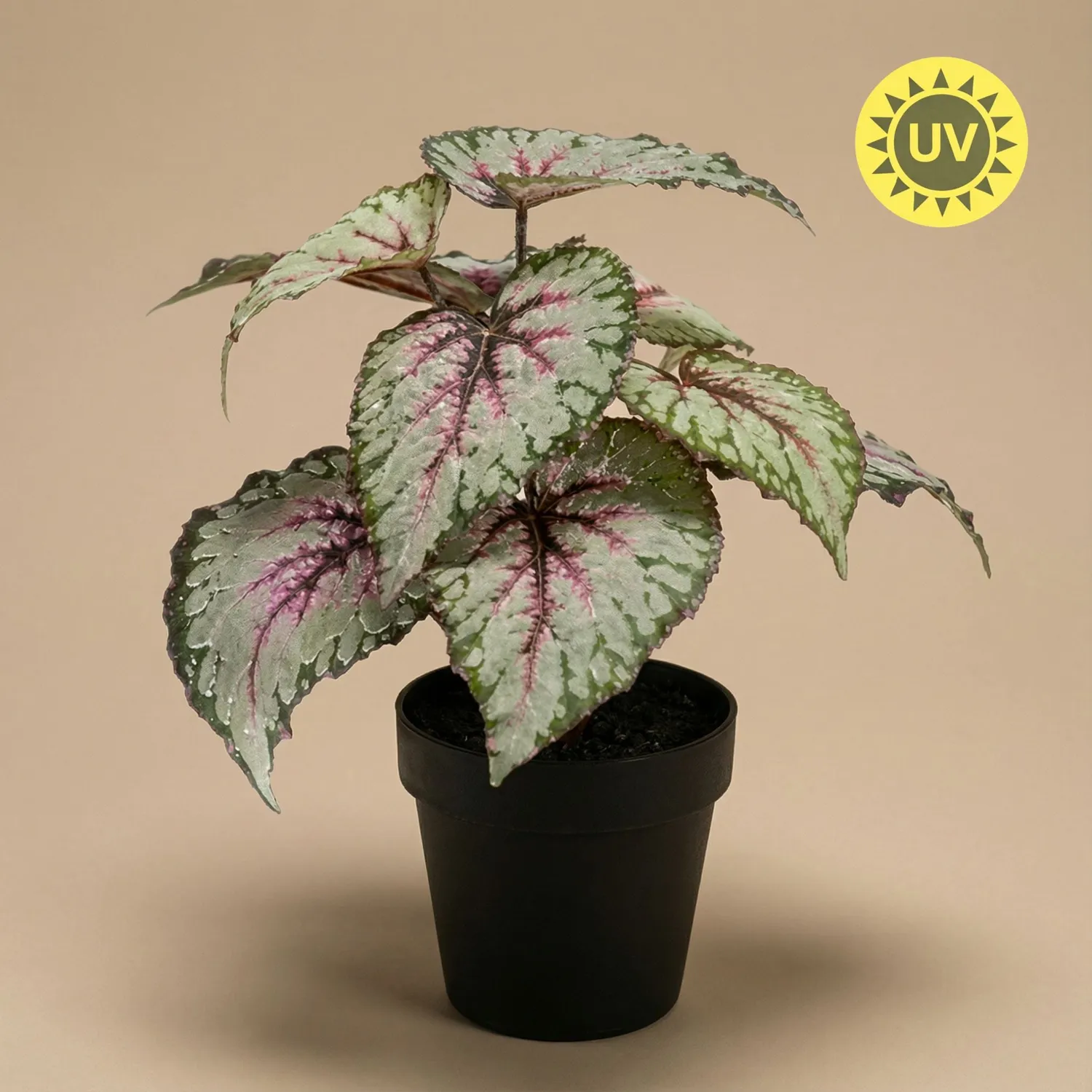 Urbanjungl Begonia kunstplant 26 cm in pot UV-bestendig