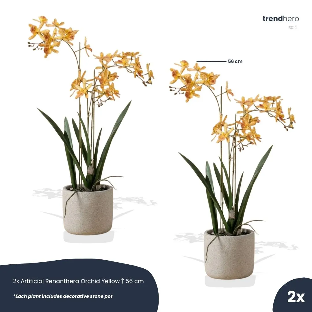 Urbanjungl Renanthera orchidee kunstplanten 2 stuks oranje