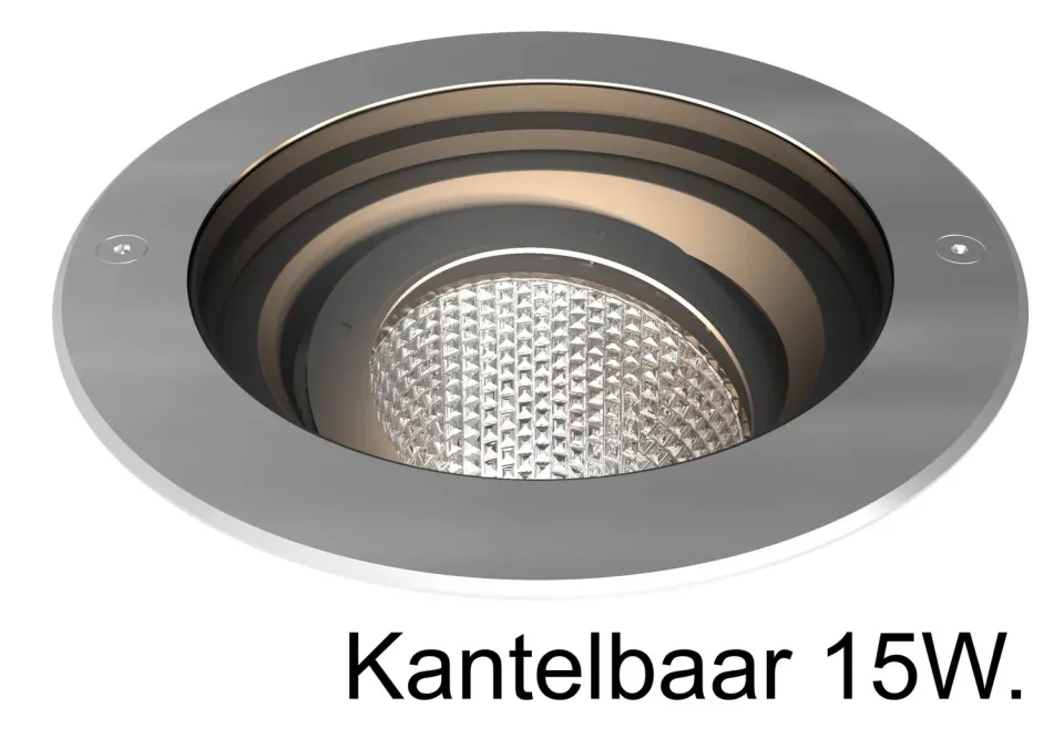 SpotPro grondspot RVS LED 15W 3000K kantelbaar