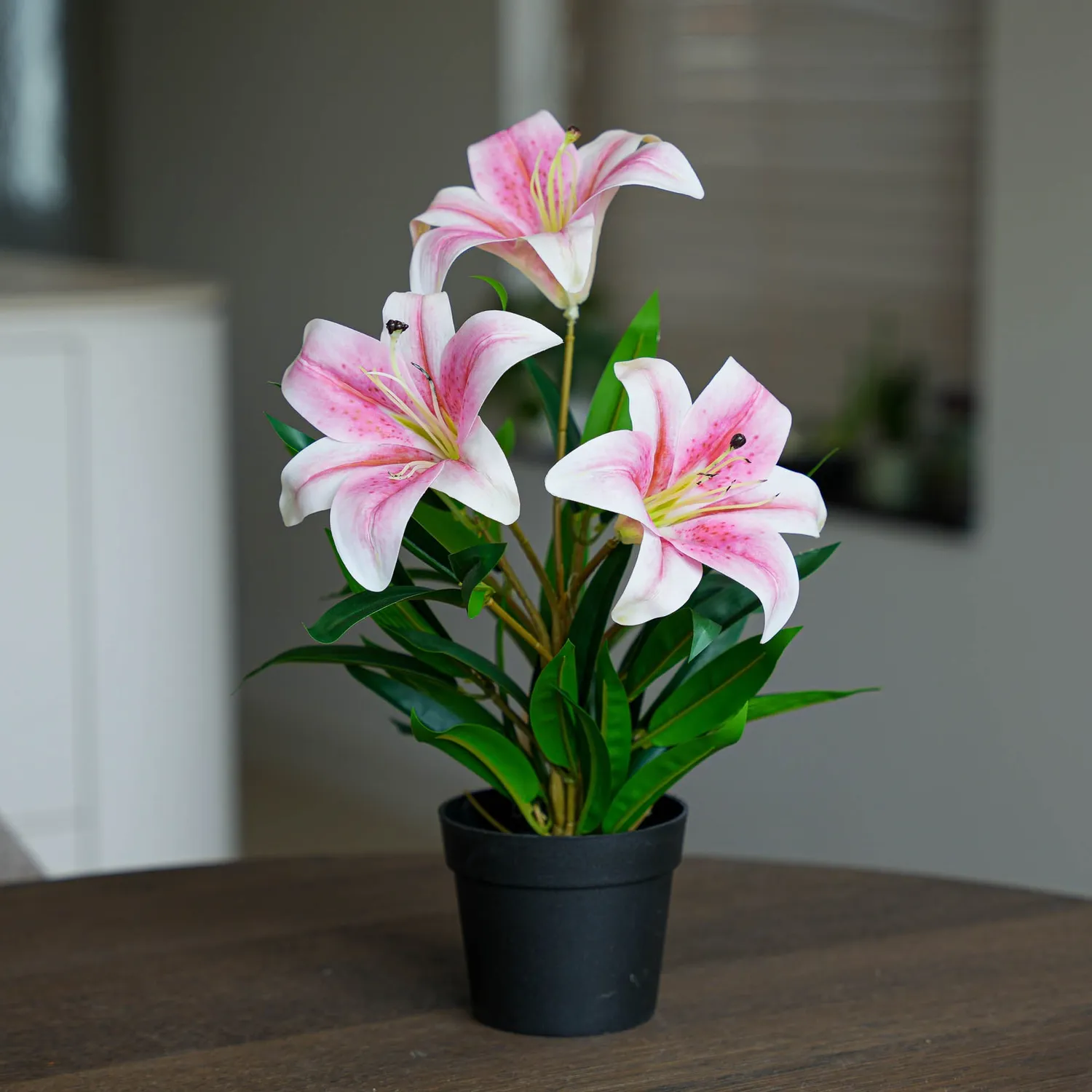 Urbanjungl Lelie roze kunstplant 3 stuks onderhoudsvrij