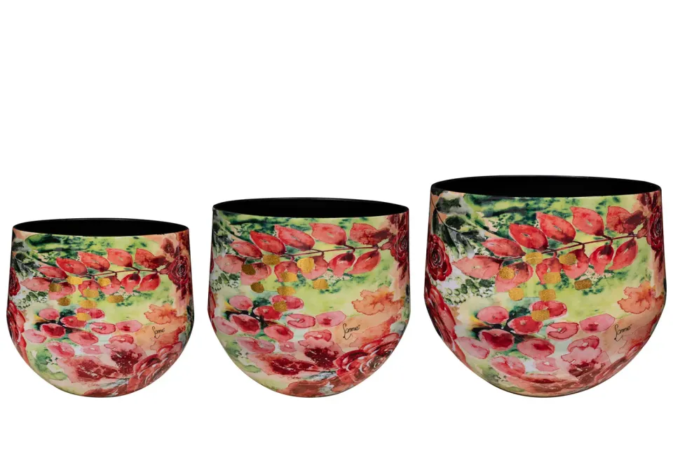 Designed by Lammie Rose Rouge bloempot set van 3 D33 H28 rood