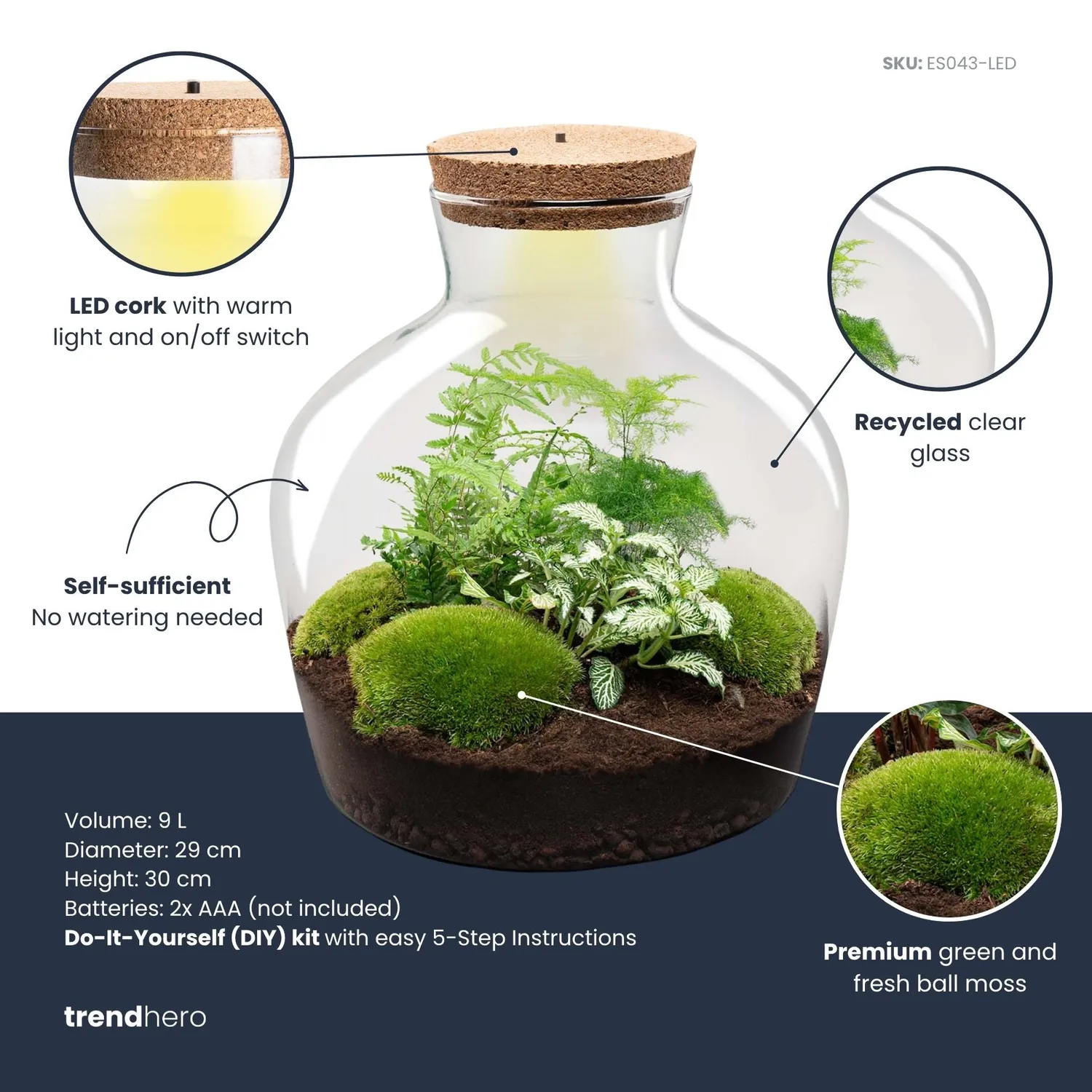 Urbanjungl Fat Joe Groen Terrarium met Licht Ø29 cm