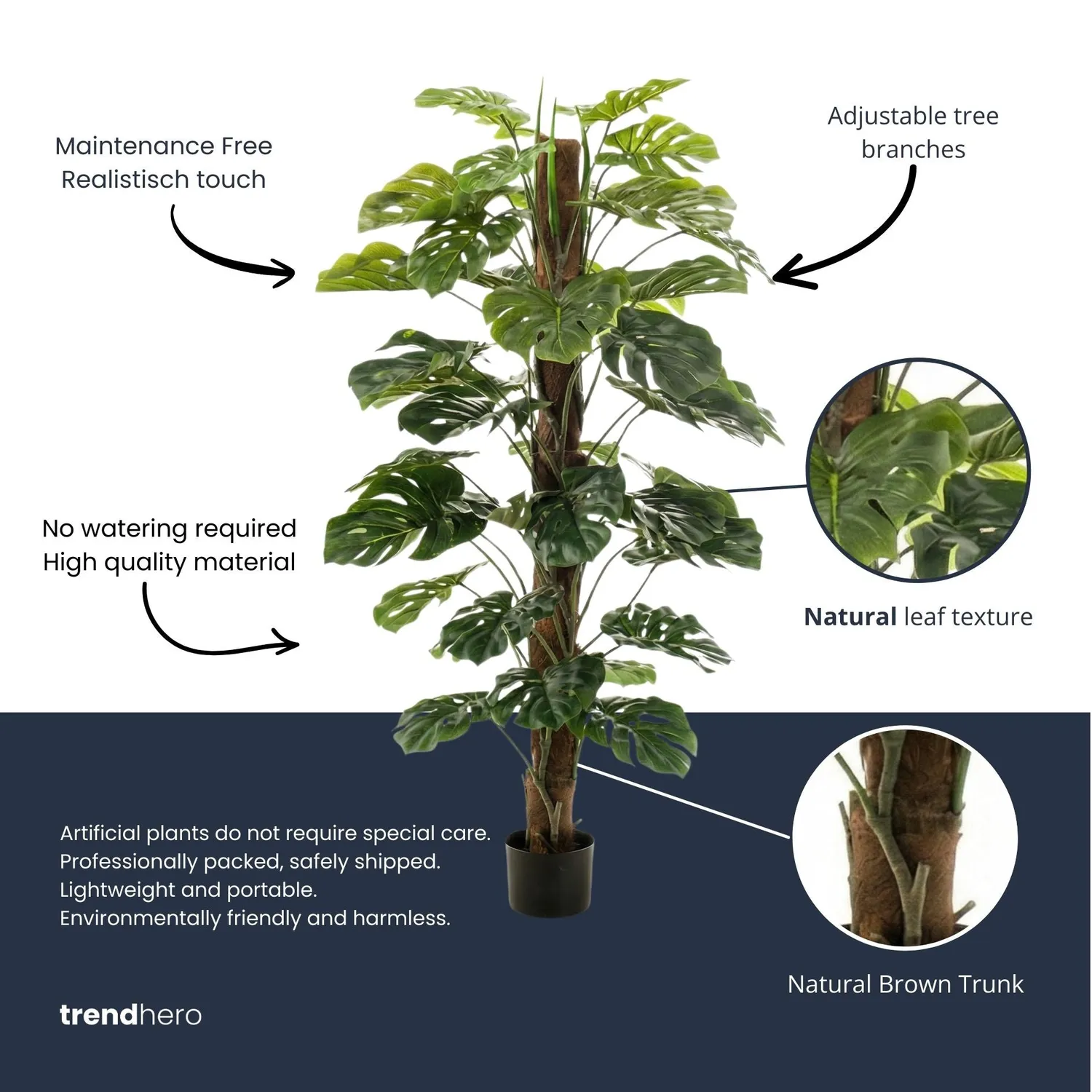 Urbanjungl Monstera kunstplant aan stok 150 cm
