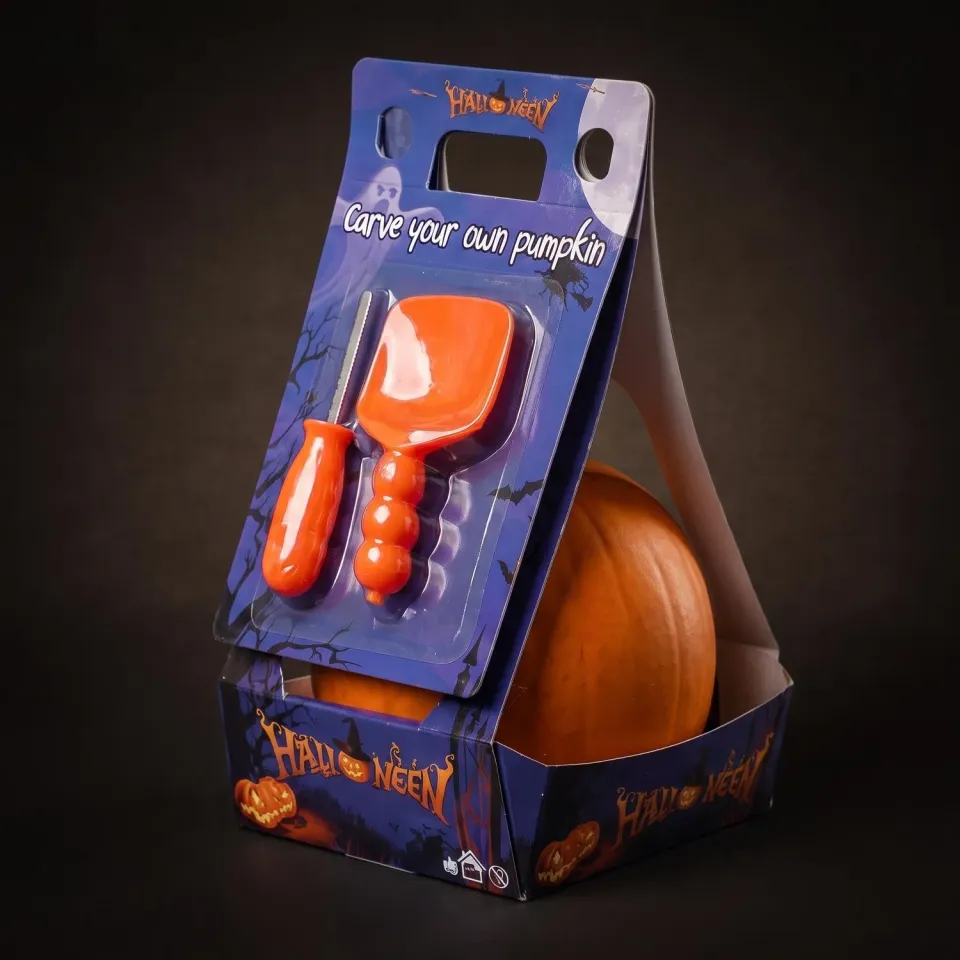 Urbanjungl Halloween Pompoen Snijset echte pompoen 15 cm