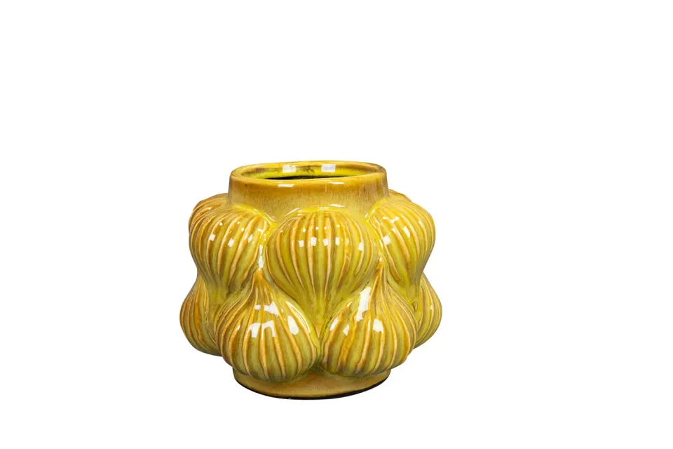 Sanah bloempot mosterd keramiek D16 H13