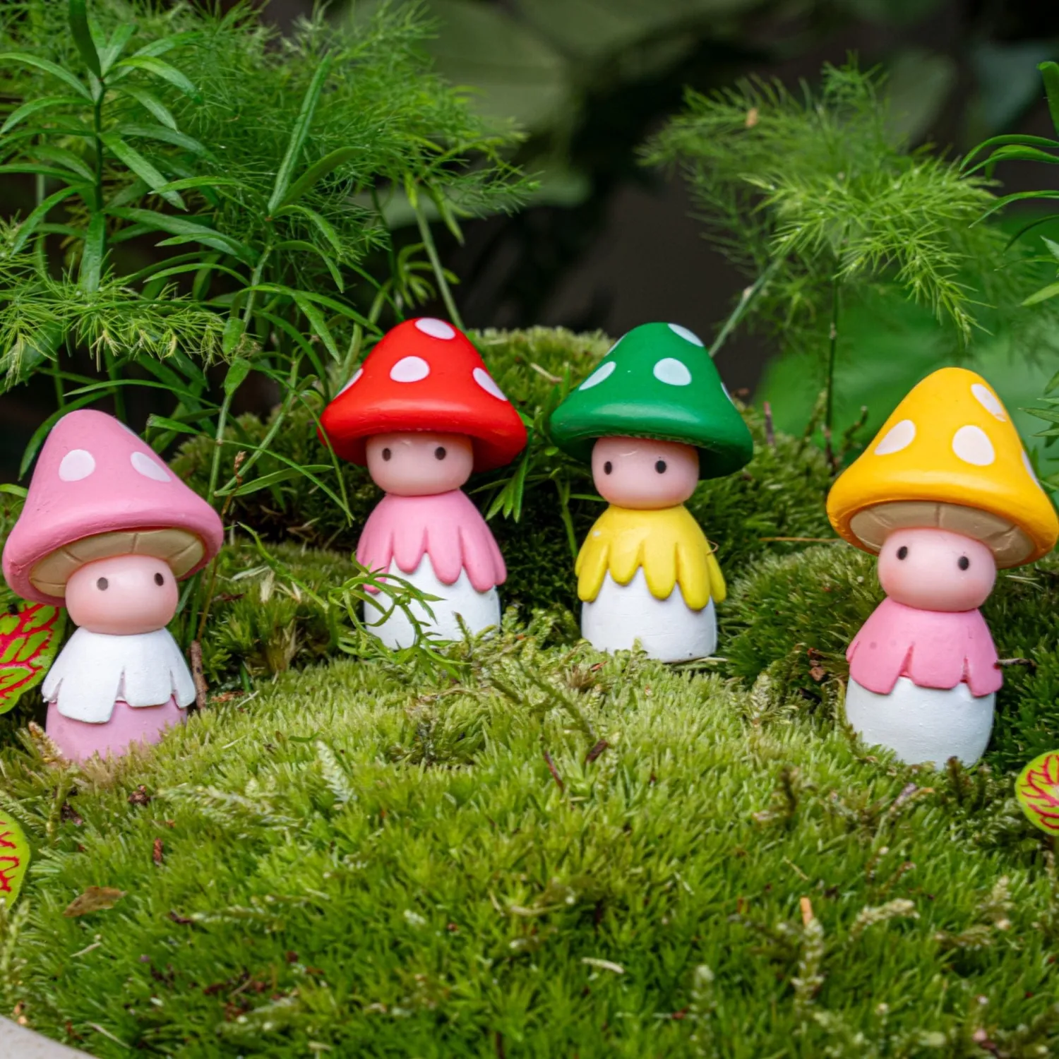 Urbanjungl Toads paddenstoel figuurtjes 4 stuks 3,5 cm