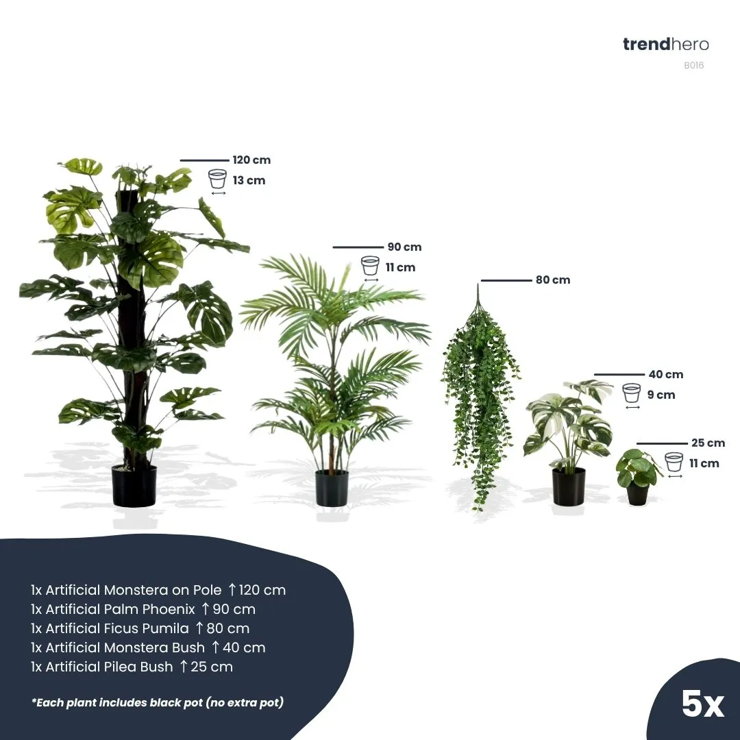 Urbanjungl Urban Jungle L kunstplanten set van 5 mix