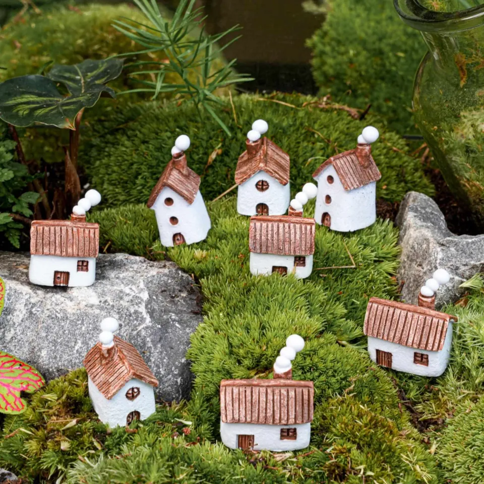 Urbanjungl Schoorsteenpad miniatuurdorp 8 stuks 1-3 cm wit
