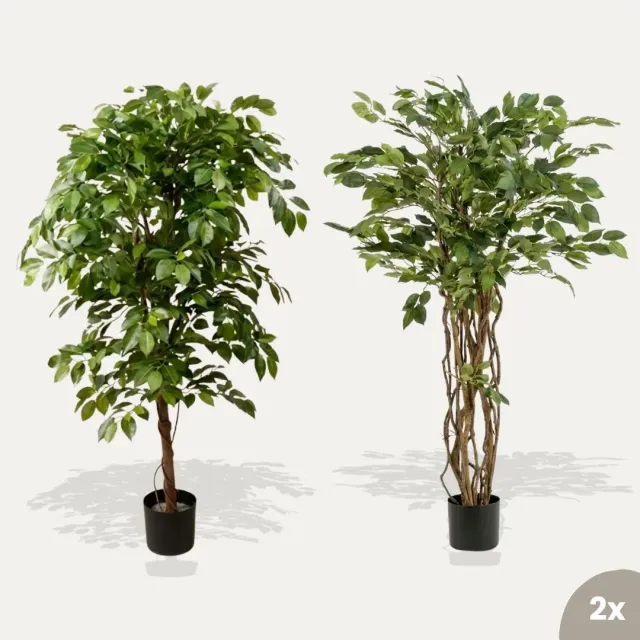 Urbanjungl Ficus Deluxe kunstplanten set 2 stuks 140cm groen