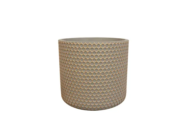TS Collection Bernt Bloempot shiny gold D17 cement