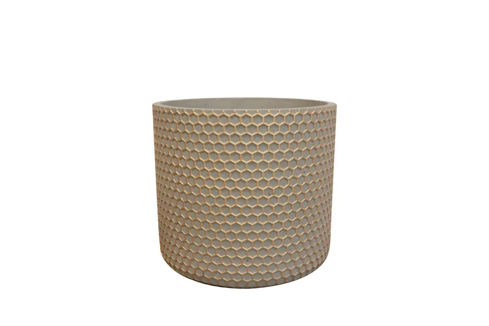 TS Collection Bernt Bloempot shiny gold D17 cement