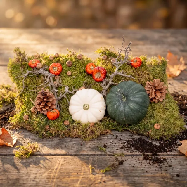 Urbanjungl Herfst deco kit pompoenen 12 cm natuurlijk