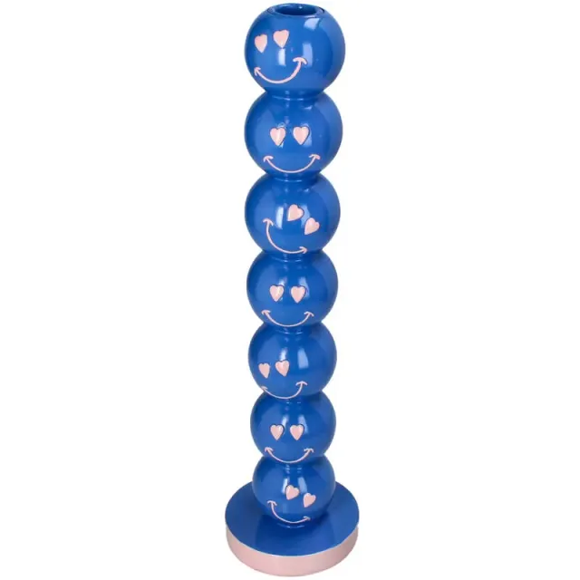 Urbanjungl Smiley Blauw Ballen kandelaar blauw 9x9x36cm