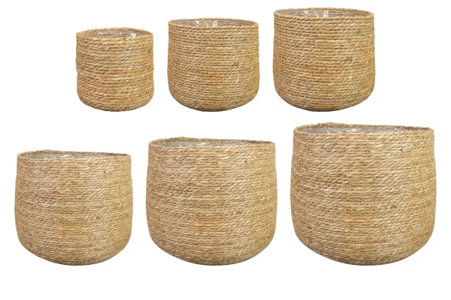 TS Collection Malou plantenmand set van 6 naturel zeegras